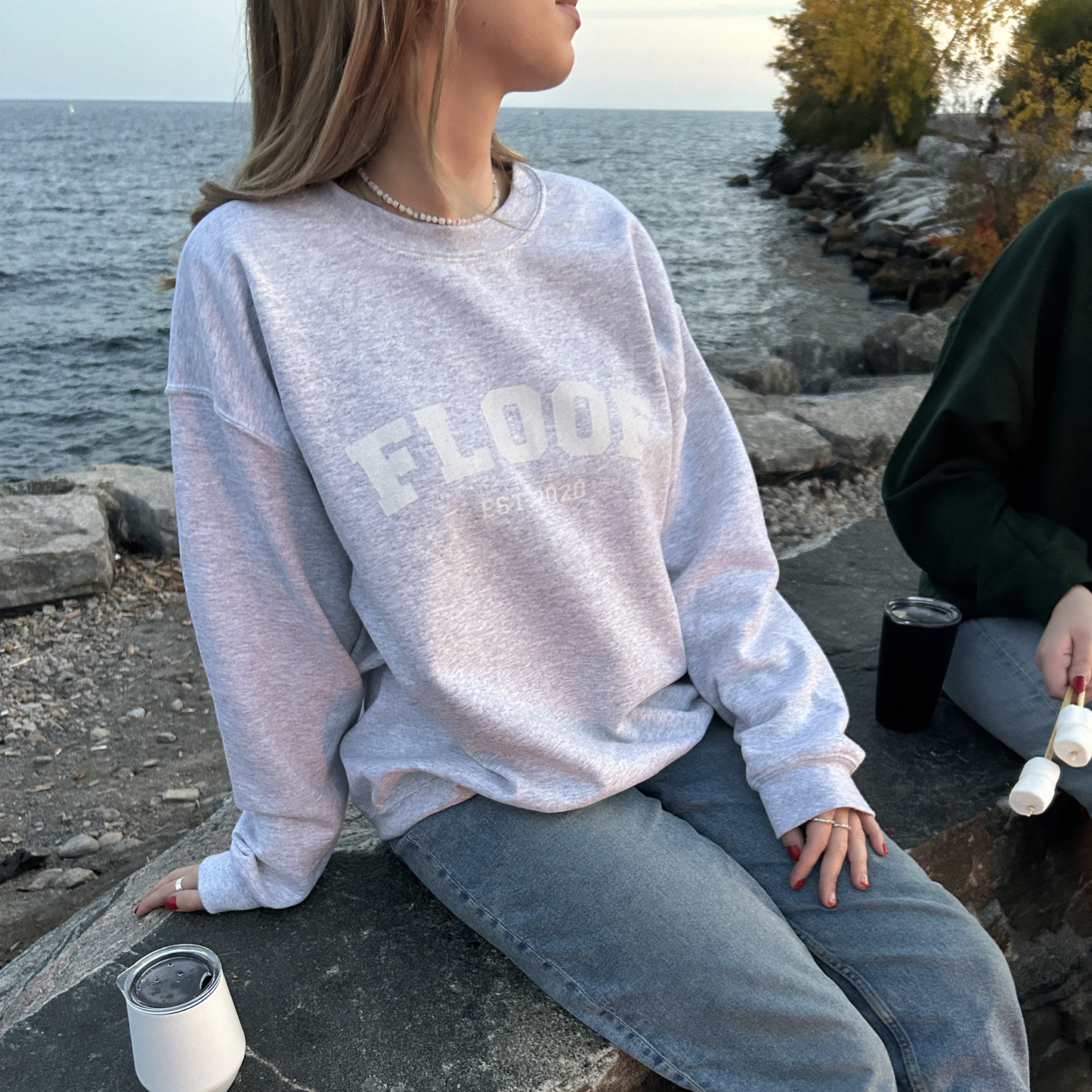 FLOOF Varsity Crewneck Sweatshirt in Heather Grey