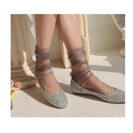 FLOOF Dainty Dot Sheer Socks in Light Grey