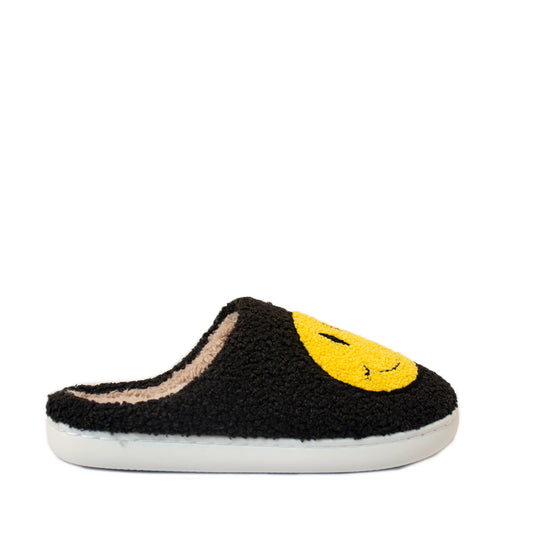 FLOOF Adult Fluffy Face Slippers in Black