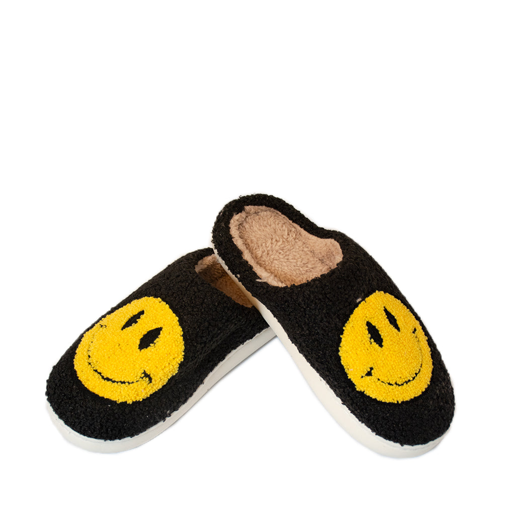 FLOOF Adult Fluffy Face Slippers in Black