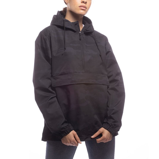 Made For The People Anorak Upcycled Rain Jacket in Black Camo Women's Jackets Made For The People X-Large