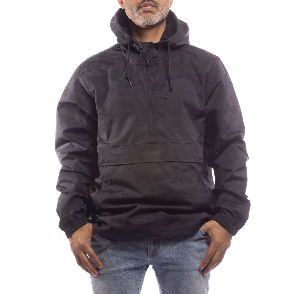 Made For The People Anorak Upcycled Rain Jacket in Black Camo Women's Jackets Made For The People