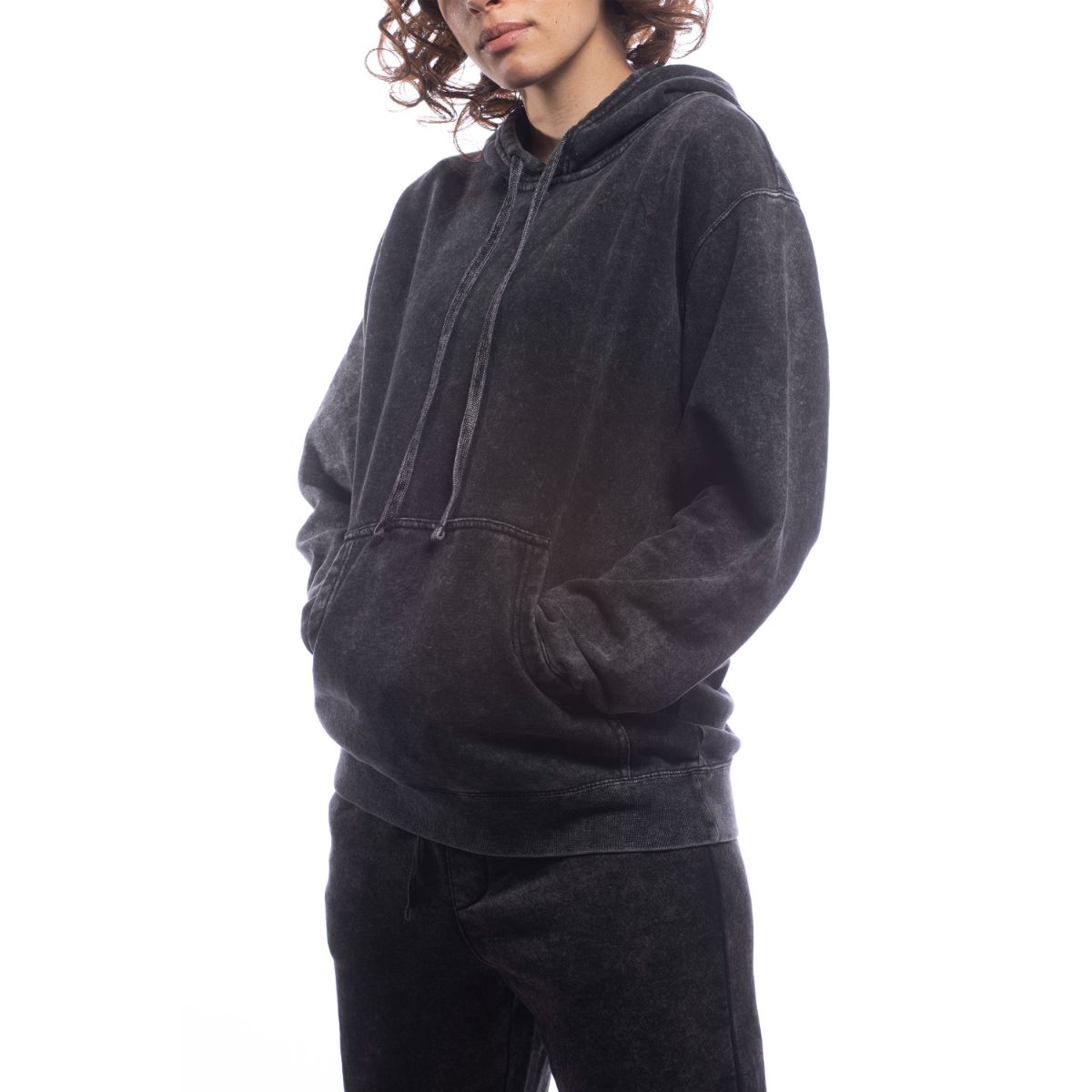 Made For the People Relaxed Upcycled Hoodie in Mineral Black Women's Sweaters Made For The People