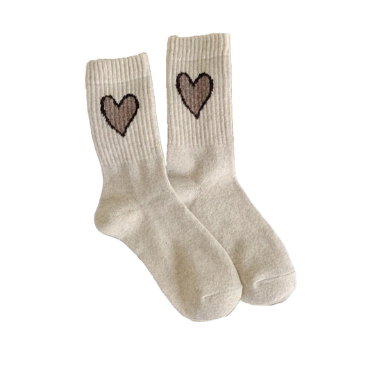 FLOOF Women's Jacquard Heart Sock in Beige