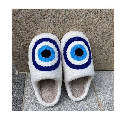 FLOOF Evil-Eye Slippers in White