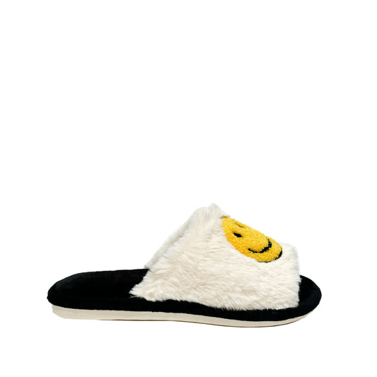 FLOOF Fluffy Smile Slippers in Black & White