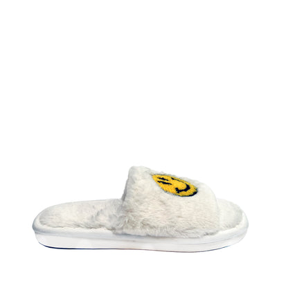 FLOOF Fluffy Smile Slippers in White