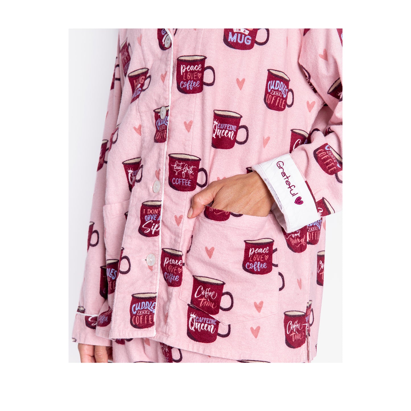 PJ Salvage Women's Coffee PJ Set in Pink Mist
