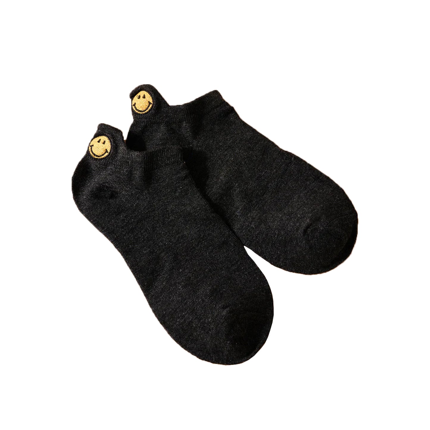 FLOOF Ankle Smile Emoji Socks in Black