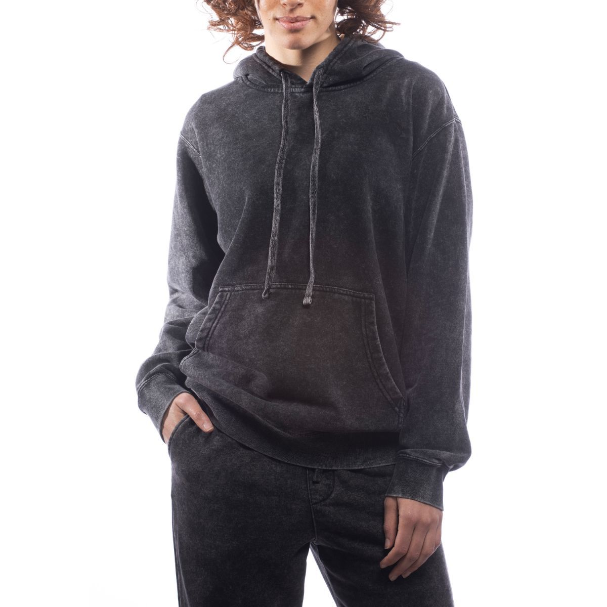 Made For the People Relaxed Upcycled Hoodie in Mineral Black Women's Sweaters Made For The People X-Large 
